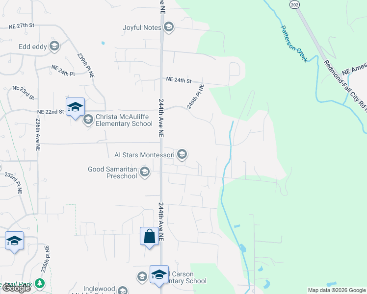 map of restaurants, bars, coffee shops, grocery stores, and more near 24564 Northeast 19th Place in Sammamish