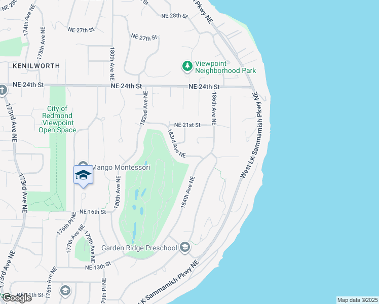 map of restaurants, bars, coffee shops, grocery stores, and more near 2010 184th Avenue Northeast in Redmond