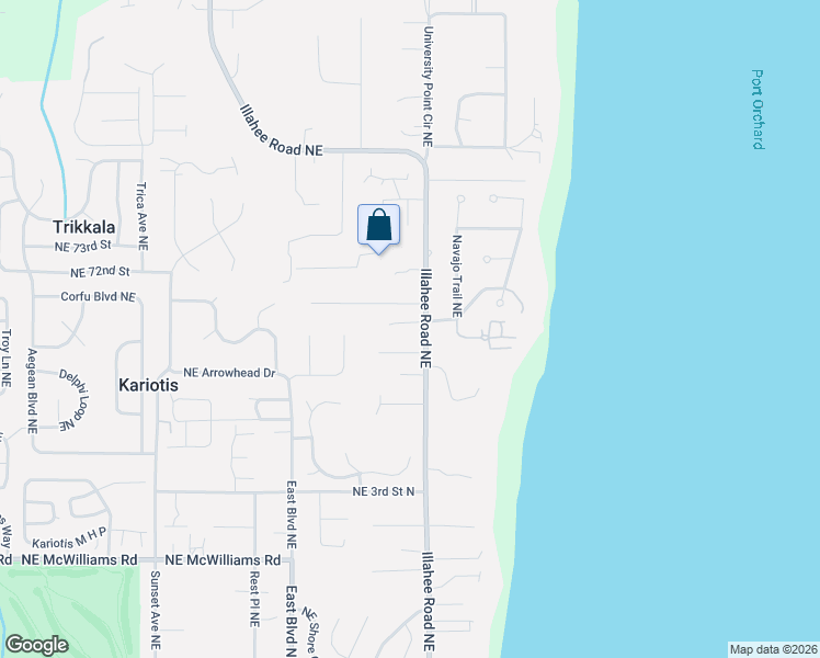 map of restaurants, bars, coffee shops, grocery stores, and more near 3935 Northeast Hyak Way in Bremerton
