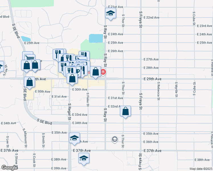 map of restaurants, bars, coffee shops, grocery stores, and more near in Spokane