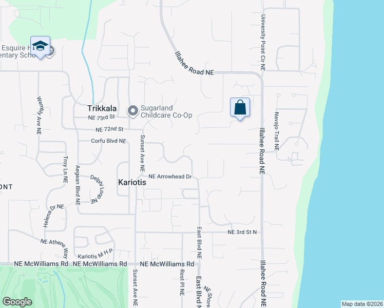 map of restaurants, bars, coffee shops, grocery stores, and more near 3522 Quinault Court Northeast in Bremerton
