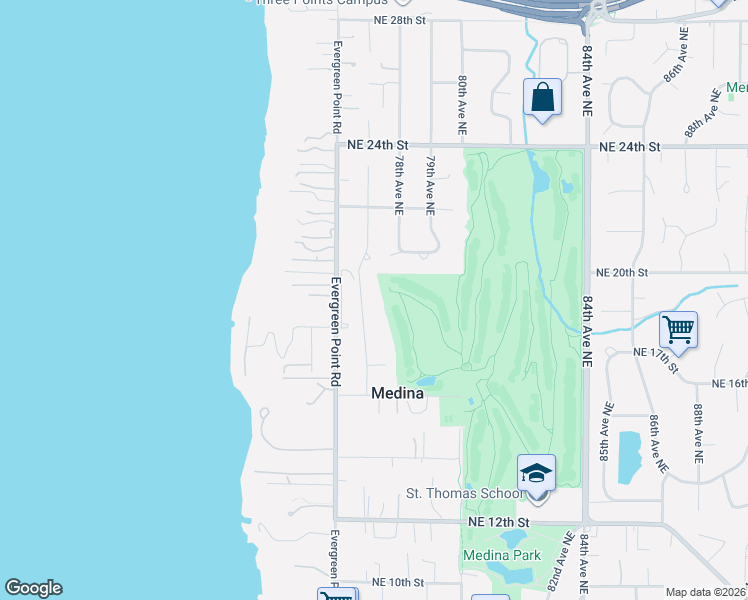 map of restaurants, bars, coffee shops, grocery stores, and more near 1848 77th Avenue Northeast in Medina