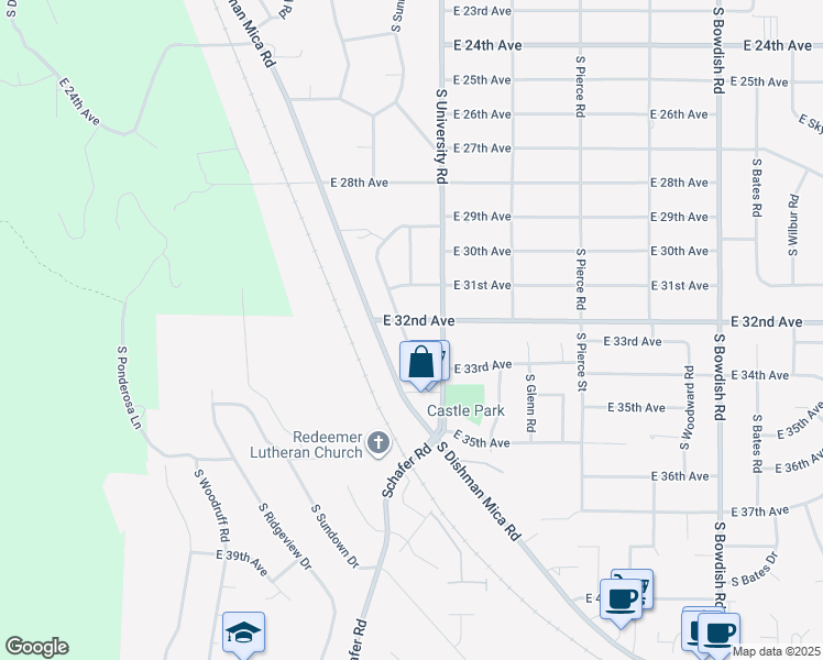 map of restaurants, bars, coffee shops, grocery stores, and more near 10606 East 32nd Avenue in Spokane Valley