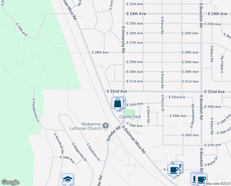 map of restaurants, bars, coffee shops, grocery stores, and more near 10606 East 32nd Avenue in Spokane Valley
