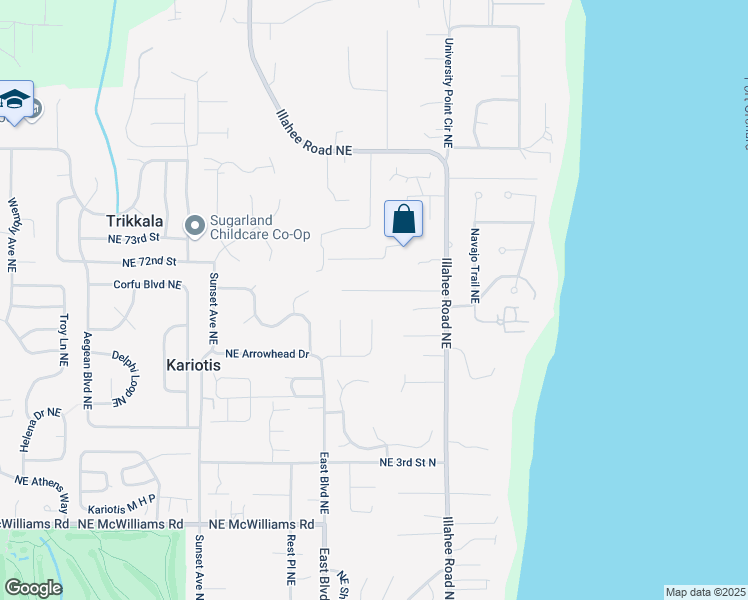 map of restaurants, bars, coffee shops, grocery stores, and more near 3855 Northeast Hyak Way in Bremerton