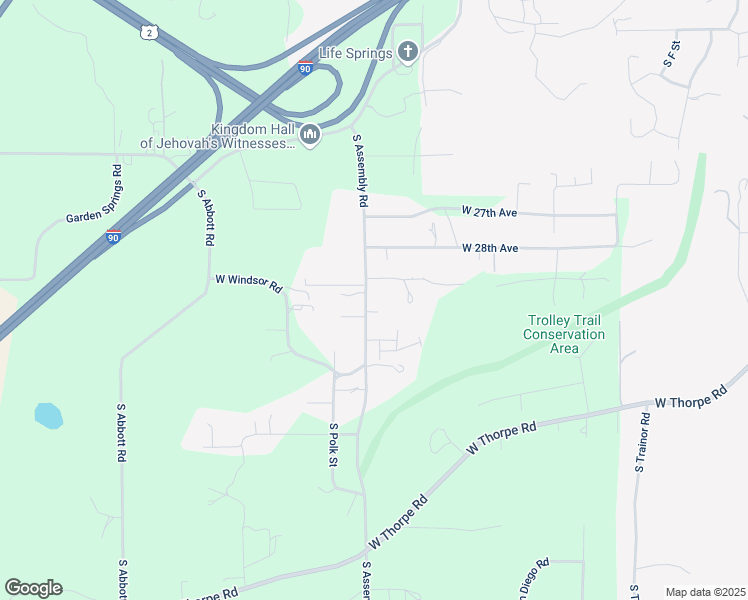 map of restaurants, bars, coffee shops, grocery stores, and more near 2909 South Assembly Road in Spokane