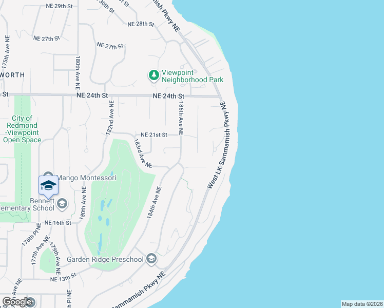 map of restaurants, bars, coffee shops, grocery stores, and more near 2009 187th Avenue Northeast in Redmond
