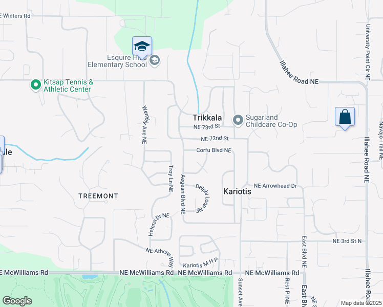 map of restaurants, bars, coffee shops, grocery stores, and more near 2895 Corfu Boulevard Northeast in Bremerton