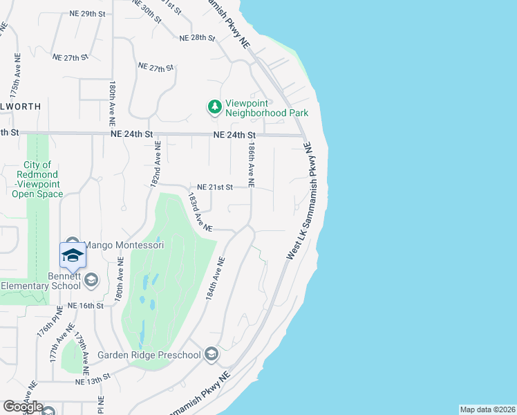 map of restaurants, bars, coffee shops, grocery stores, and more near 2009 187th Avenue Northeast in Redmond