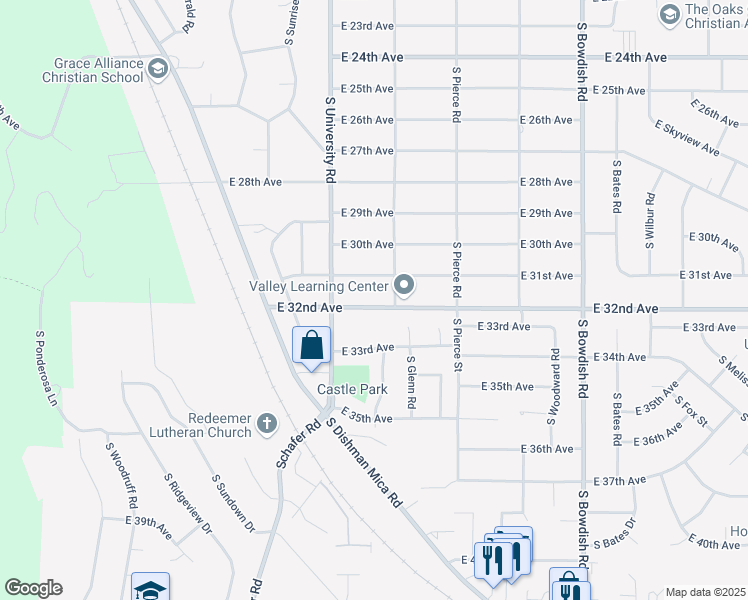 map of restaurants, bars, coffee shops, grocery stores, and more near 10807 East 32nd Avenue in Spokane Valley