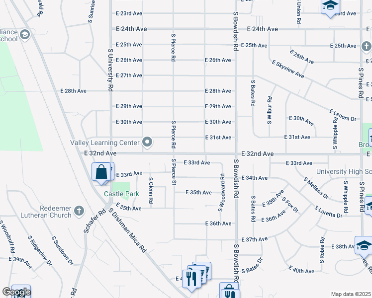 map of restaurants, bars, coffee shops, grocery stores, and more near 11121 East 32nd Avenue in Spokane Valley