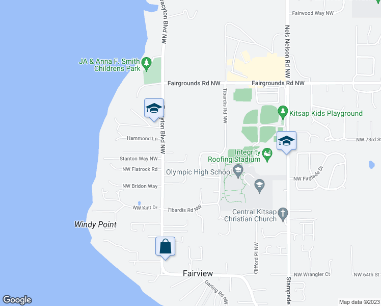 map of restaurants, bars, coffee shops, grocery stores, and more near 1541 Northwest Vermont Court in Bremerton