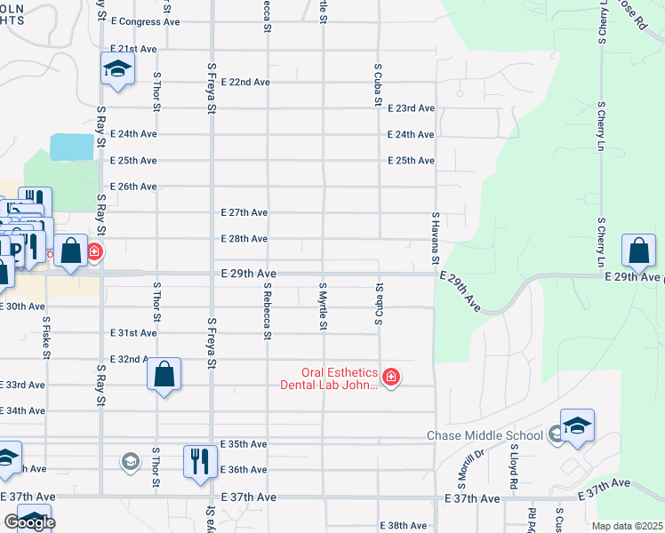 map of restaurants, bars, coffee shops, grocery stores, and more near 4004 East 29th Avenue in Spokane