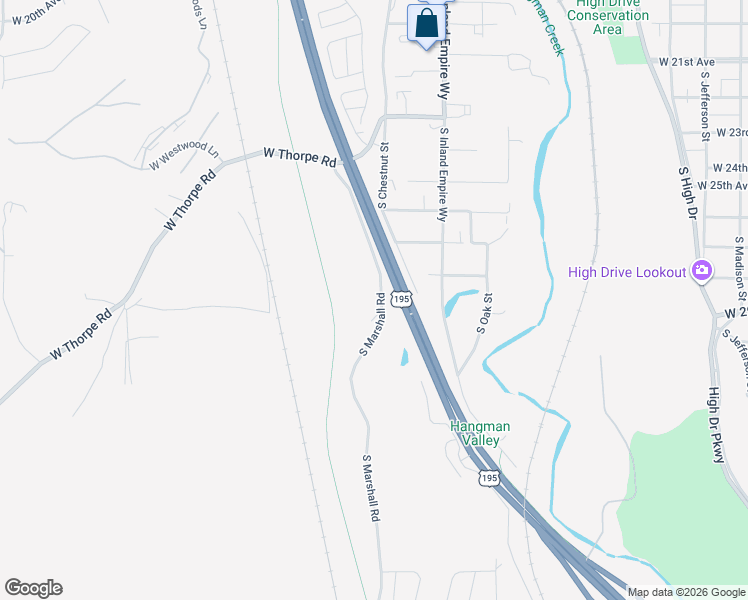 map of restaurants, bars, coffee shops, grocery stores, and more near 2824 South Marshall Road in Spokane