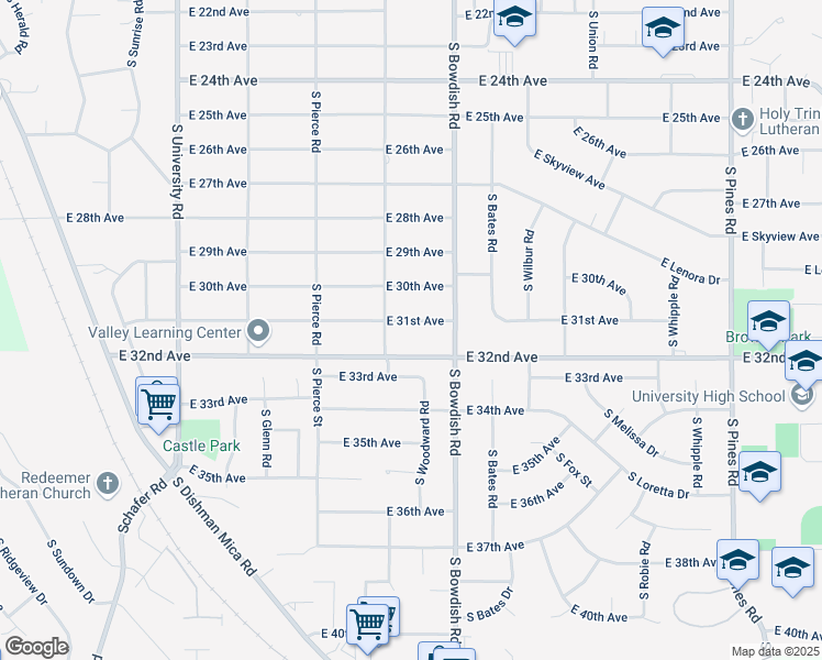 map of restaurants, bars, coffee shops, grocery stores, and more near 11403 East 32nd Avenue in Spokane Valley