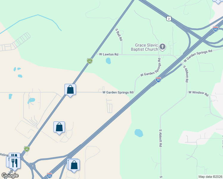 map of restaurants, bars, coffee shops, grocery stores, and more near 5711 West Garden Springs Road in Spokane