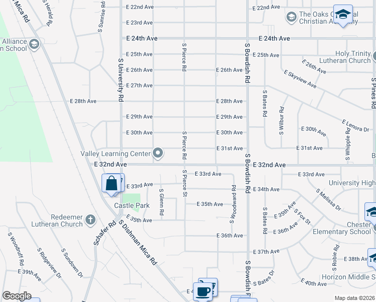 map of restaurants, bars, coffee shops, grocery stores, and more near 11121 East 32nd Avenue in Spokane Valley