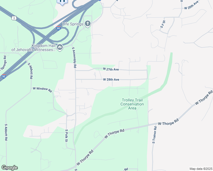 map of restaurants, bars, coffee shops, grocery stores, and more near West 29th Avenue in Spokane