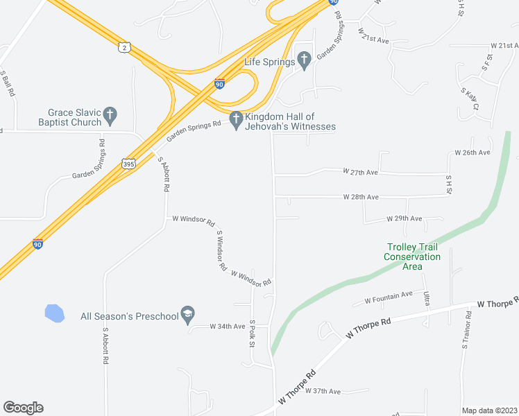 map of restaurants, bars, coffee shops, grocery stores, and more near 2808 South Assembly Road in Spokane