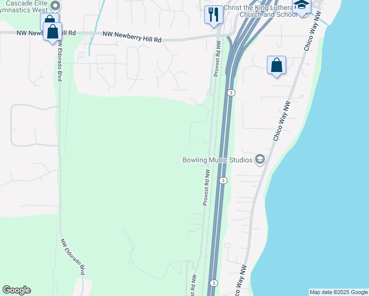 map of restaurants, bars, coffee shops, grocery stores, and more near 7297 Lone Eagle Place Northwest in Bremerton