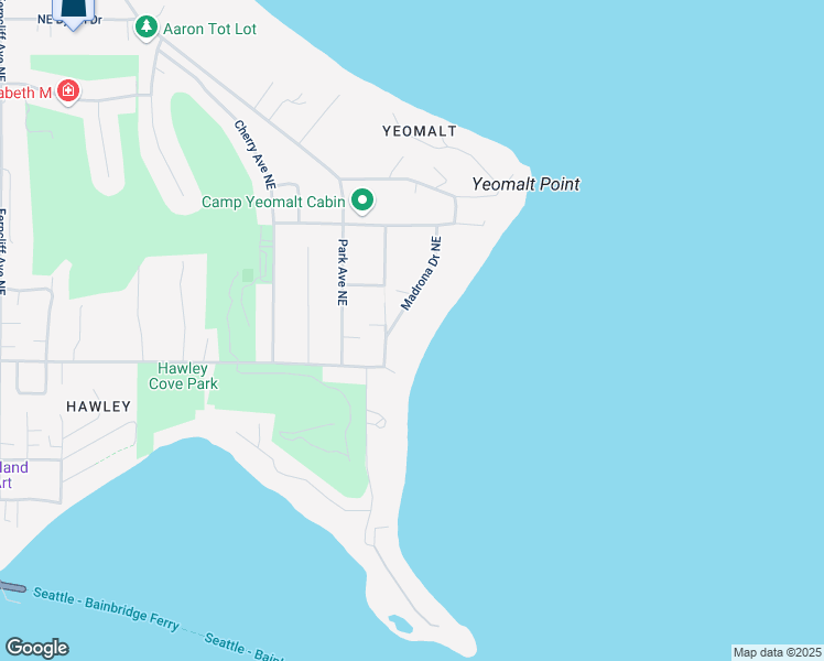 map of restaurants, bars, coffee shops, grocery stores, and more near 7303 Madrona Drive Northeast in Bainbridge Island