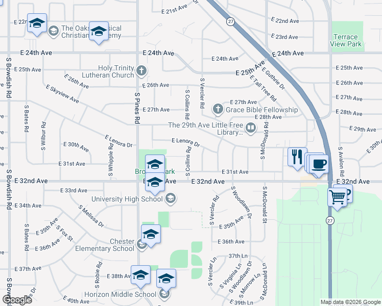 map of restaurants, bars, coffee shops, grocery stores, and more near 3009 South Collins Road in Spokane Valley
