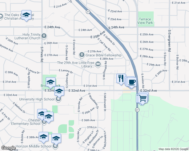 map of restaurants, bars, coffee shops, grocery stores, and more near 3012 South Morrow Road in Spokane Valley