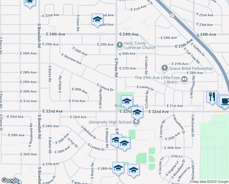 map of restaurants, bars, coffee shops, grocery stores, and more near 12224 East Lenora Drive in Spokane Valley