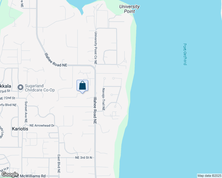 map of restaurants, bars, coffee shops, grocery stores, and more near 7410 Northeast Navajo Trail in Bremerton