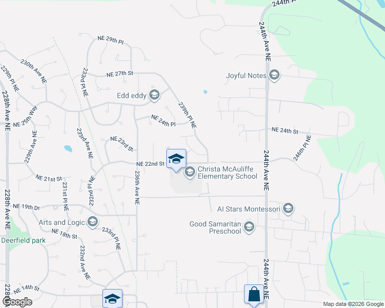 map of restaurants, bars, coffee shops, grocery stores, and more near 2213 238th Place Northeast in Sammamish