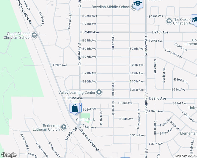 map of restaurants, bars, coffee shops, grocery stores, and more near 10910 East 30th Avenue in Spokane Valley