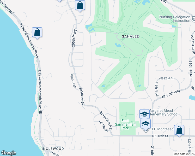 map of restaurants, bars, coffee shops, grocery stores, and more near 2206 209th Place Northeast in Sammamish