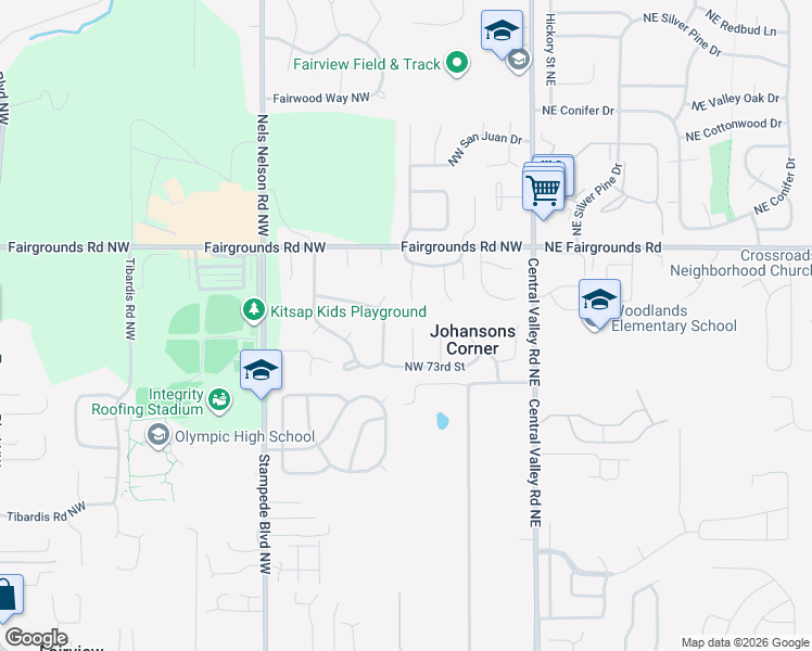 map of restaurants, bars, coffee shops, grocery stores, and more near 7285 Cornell Court Northwest in Bremerton