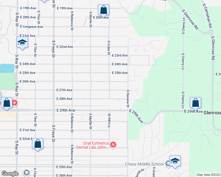 map of restaurants, bars, coffee shops, grocery stores, and more near 4201 East 27th Avenue in Spokane