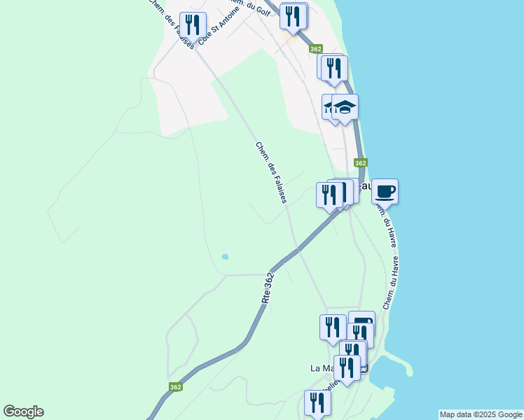 map of restaurants, bars, coffee shops, grocery stores, and more near 30 Rue de la Champenoise in La Malbaie