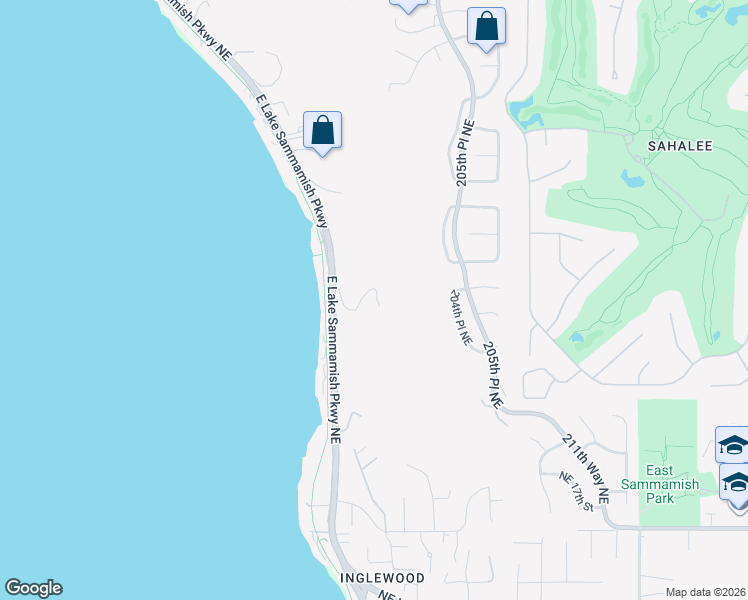 map of restaurants, bars, coffee shops, grocery stores, and more near 2240 East Lake Sammamish Parkway Northeast in Sammamish