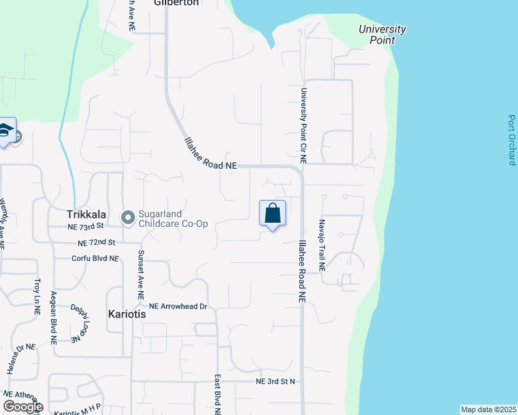 map of restaurants, bars, coffee shops, grocery stores, and more near 7468 Varsity Lane Northeast in Bremerton