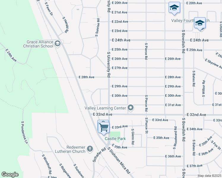 map of restaurants, bars, coffee shops, grocery stores, and more near 10707 East 29th Avenue in Spokane Valley