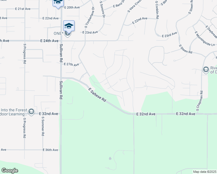 map of restaurants, bars, coffee shops, grocery stores, and more near 2825 South Sonora Drive in Spokane Valley