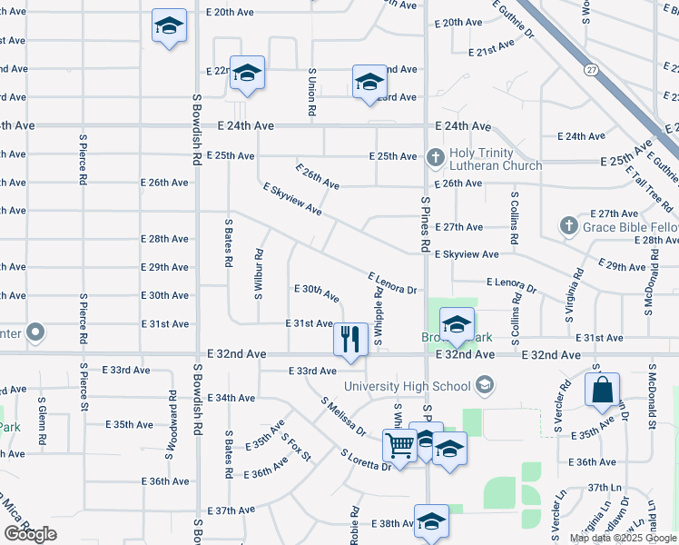 map of restaurants, bars, coffee shops, grocery stores, and more near 11914 East Lenora Drive in Spokane Valley