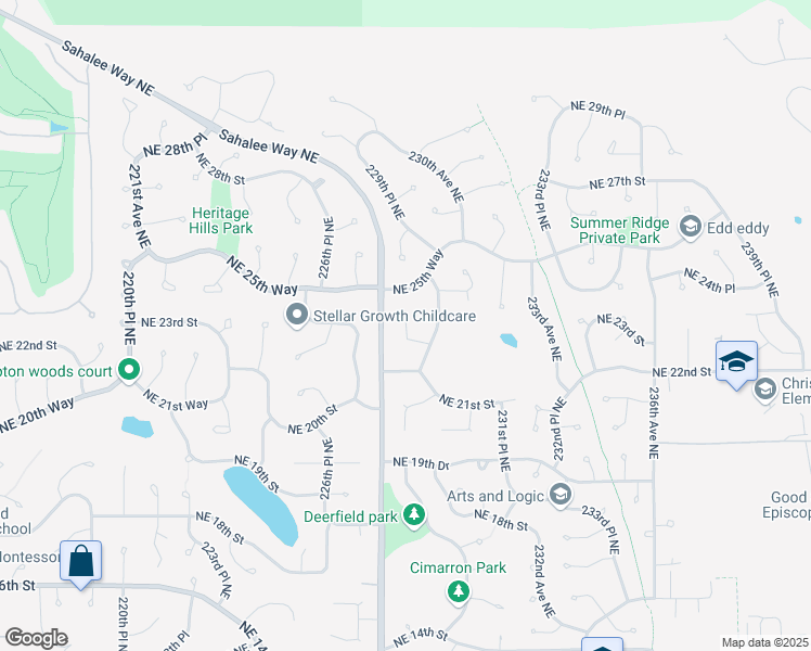map of restaurants, bars, coffee shops, grocery stores, and more near 4000 228th Place Northeast in Sammamish