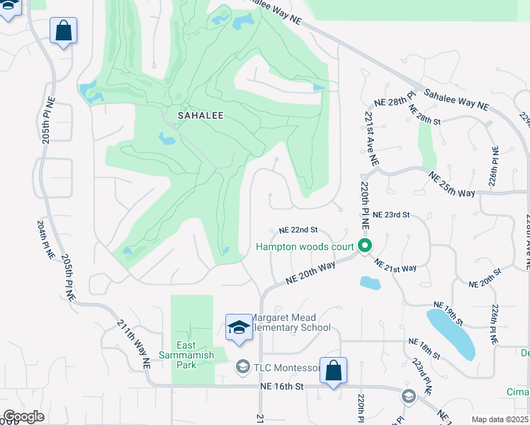 map of restaurants, bars, coffee shops, grocery stores, and more near 2206 Sahalee Drive East in Sammamish