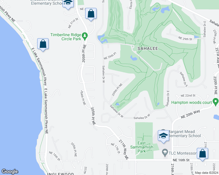 map of restaurants, bars, coffee shops, grocery stores, and more near 2420 Sahalee Drive West in Sammamish