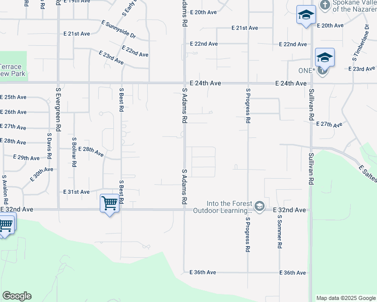 map of restaurants, bars, coffee shops, grocery stores, and more near 14703 East Teaberry Lane in Spokane Valley