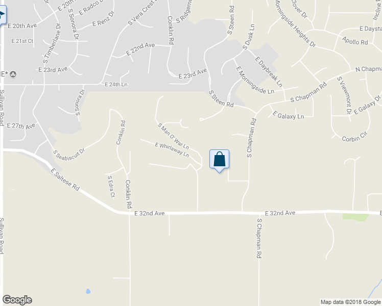 map of restaurants, bars, coffee shops, grocery stores, and more near 2802 South Man O' War Lane in Spokane County