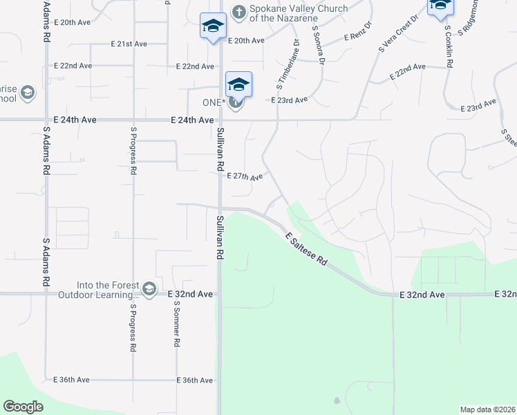 map of restaurants, bars, coffee shops, grocery stores, and more near 2817 South Needham Drive in Spokane Valley