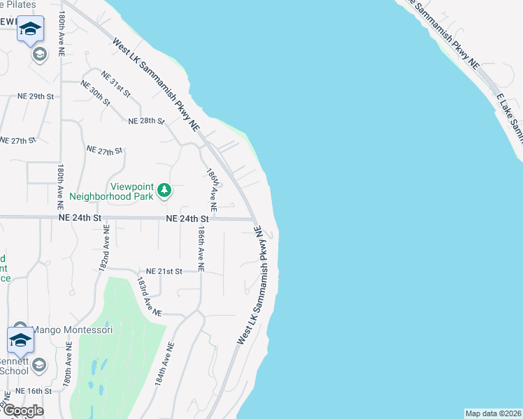 map of restaurants, bars, coffee shops, grocery stores, and more near 2350 West Lake Sammamish Parkway Northeast in Redmond