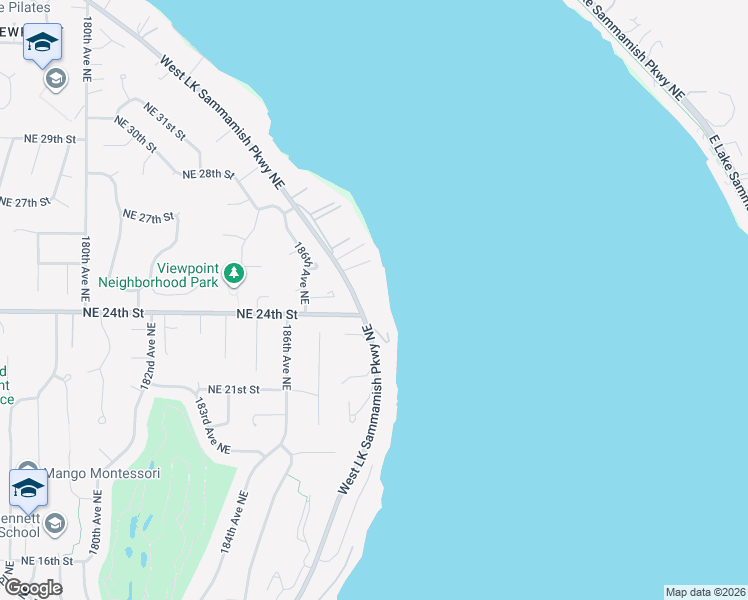 map of restaurants, bars, coffee shops, grocery stores, and more near 2350 West Lake Sammamish Parkway Northeast in Redmond