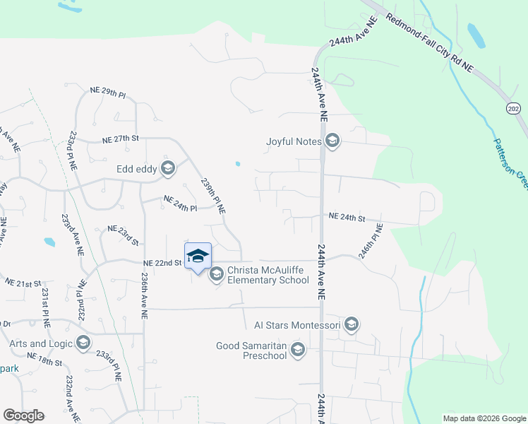 map of restaurants, bars, coffee shops, grocery stores, and more near 23959 Northeast 25th Street in Sammamish