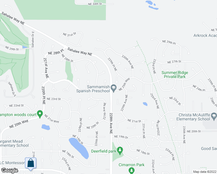 map of restaurants, bars, coffee shops, grocery stores, and more near 22716 Northeast 25th Way in Sammamish